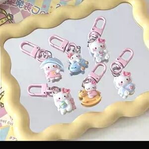 6 Pieces Cutie Hello Kitty Keychain Charms